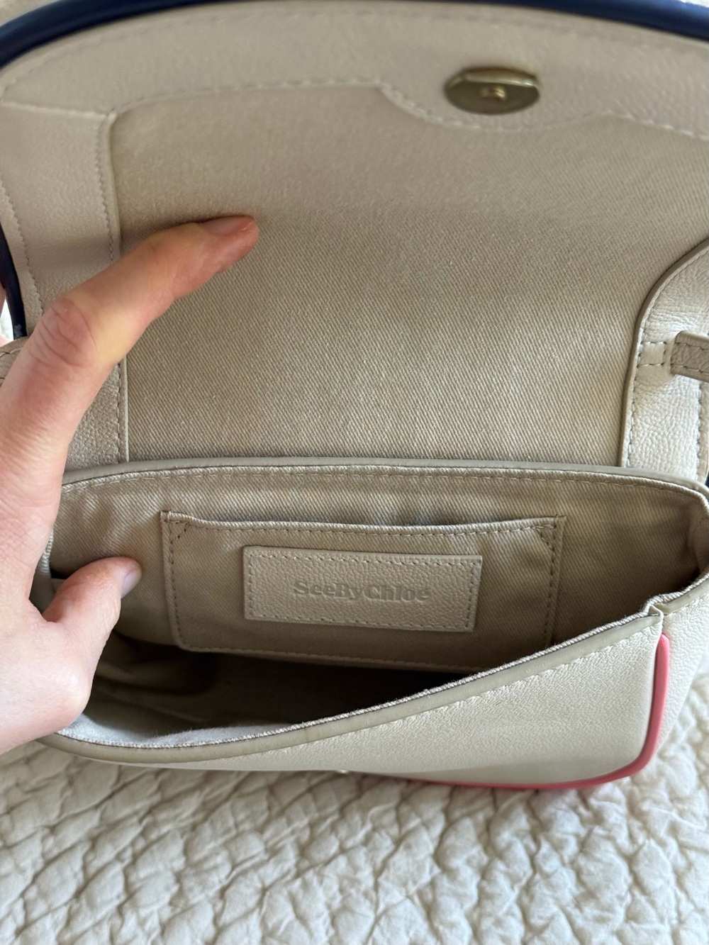 See By Chloe Ivory Crossbody with Multicolor Trim and Gold Ring - Picture 5 of 6